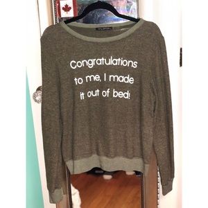 Wildfox Made It Out Of Bed Long Sleeve Tee